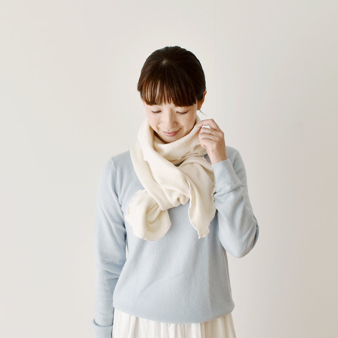 (大特価20%OFF) C&Sオリジナルシルクフリース マフラーカット 30cm　ホワイト