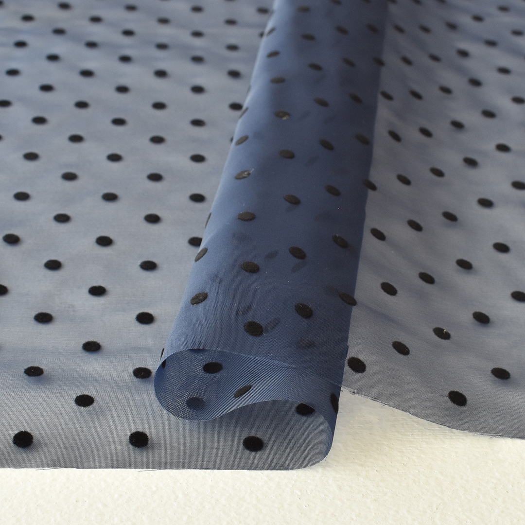 セレモニードットオーガンジー(レシピ付き)　ネイビー地にブラック