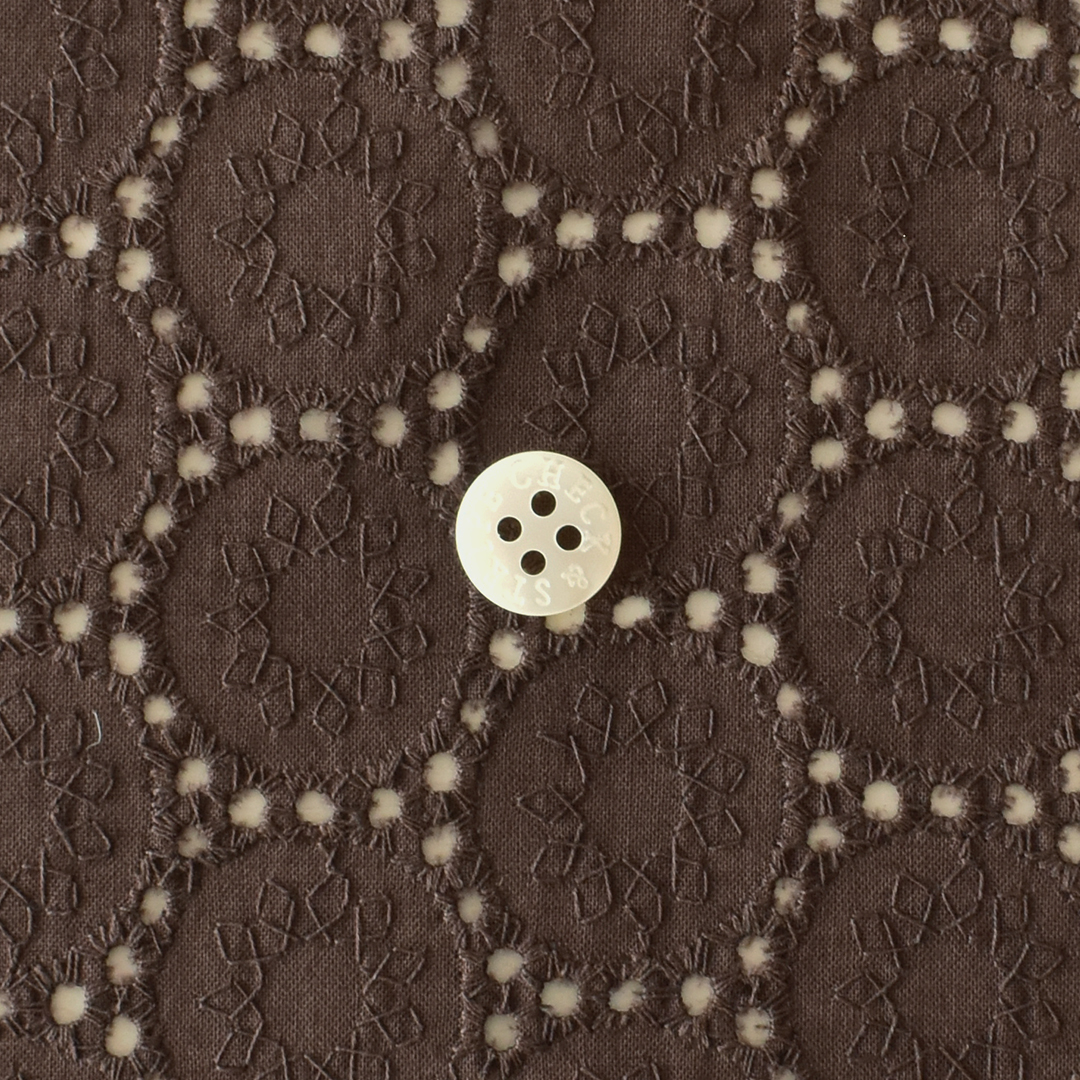 コットンドットレース　ダークブラウン