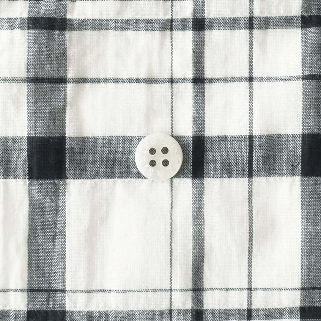 薄手のコットンリネンシャーリングチェック　ホワイト×ブラック