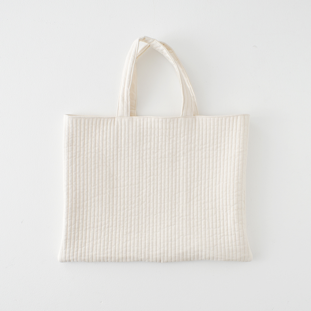 シンプルストライプキルトのバッグのキット　きなり