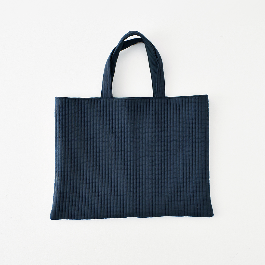 シンプルストライプキルトのバッグのキット　ネイビー