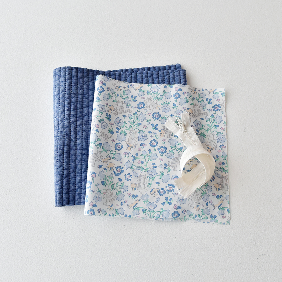 さんかくポーチのキット　ブルー系