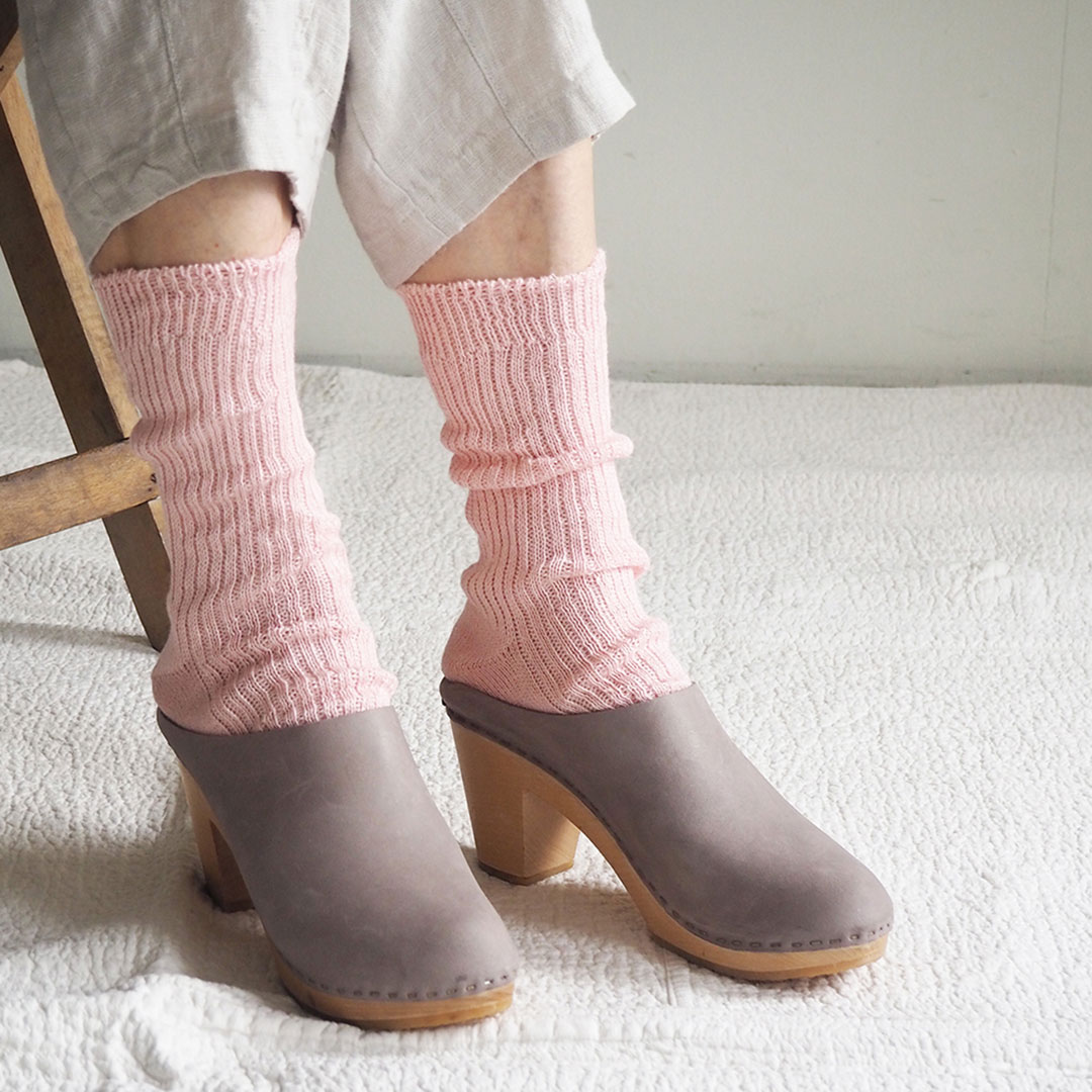 fog linen work リネンミドルゲージリブソックス　ブロッサム