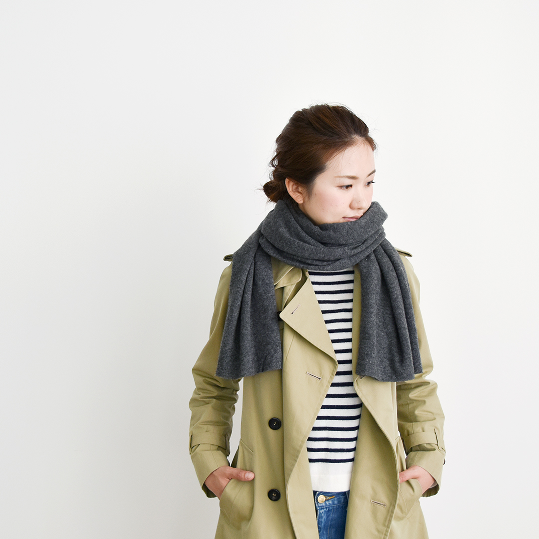 (大特価20%OFF)C&Sオリジナルカシミヤフリース マフラーカット 40cm　グレー