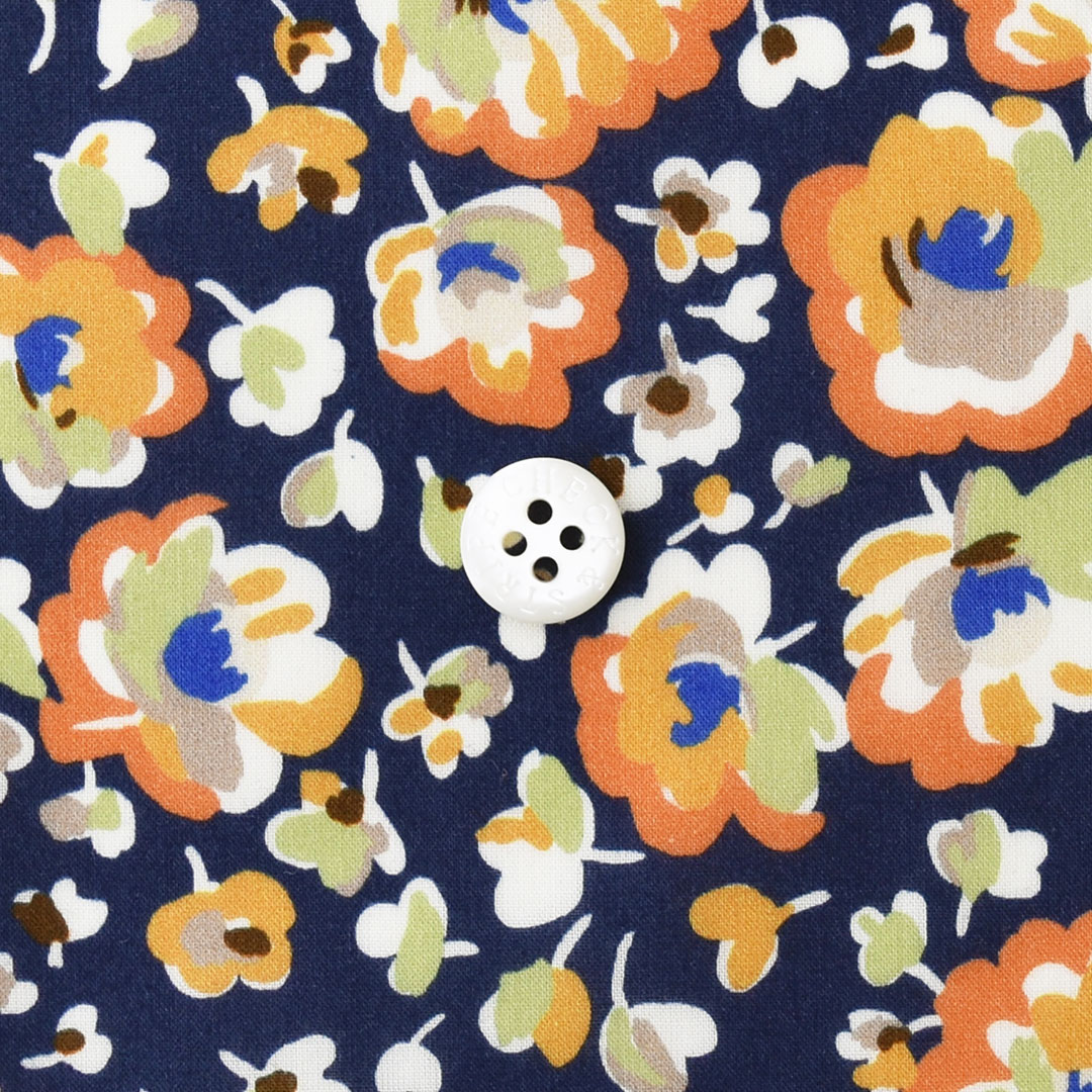 リバティプリント　Sofia Dawn B(ネイビー地にオレンジ系)