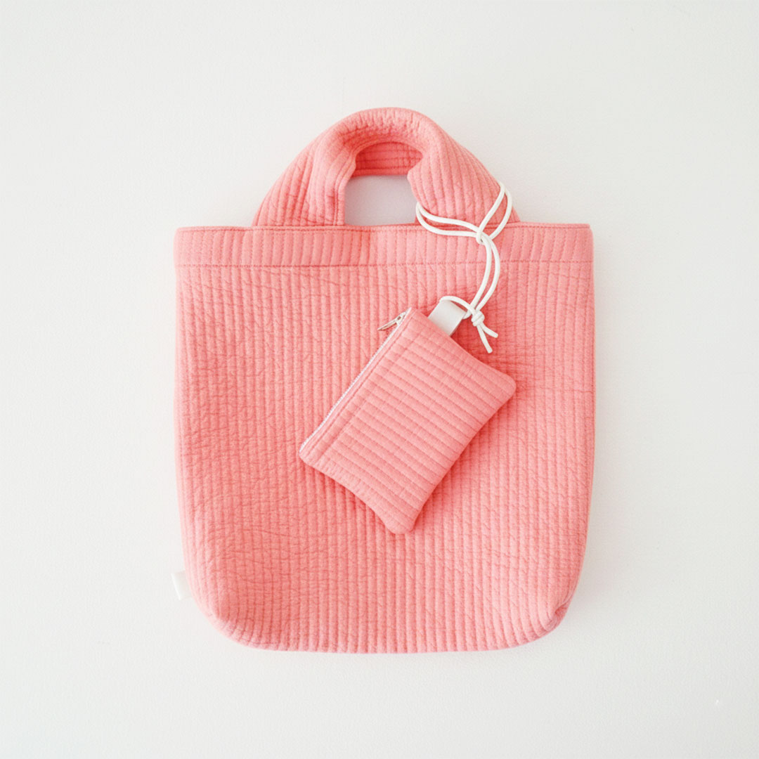 ヌビキルト クムで作るバッグ＆ポーチのキット　コーラルピンク