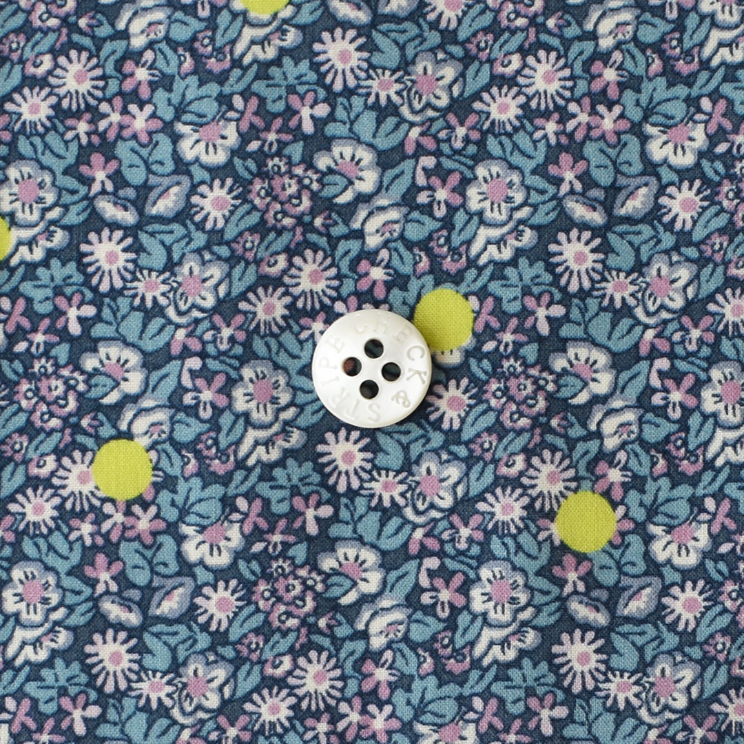 リバティプリント　Abasan Spot XE(スモークブルー・ピンクラベンダー・イエロー系)