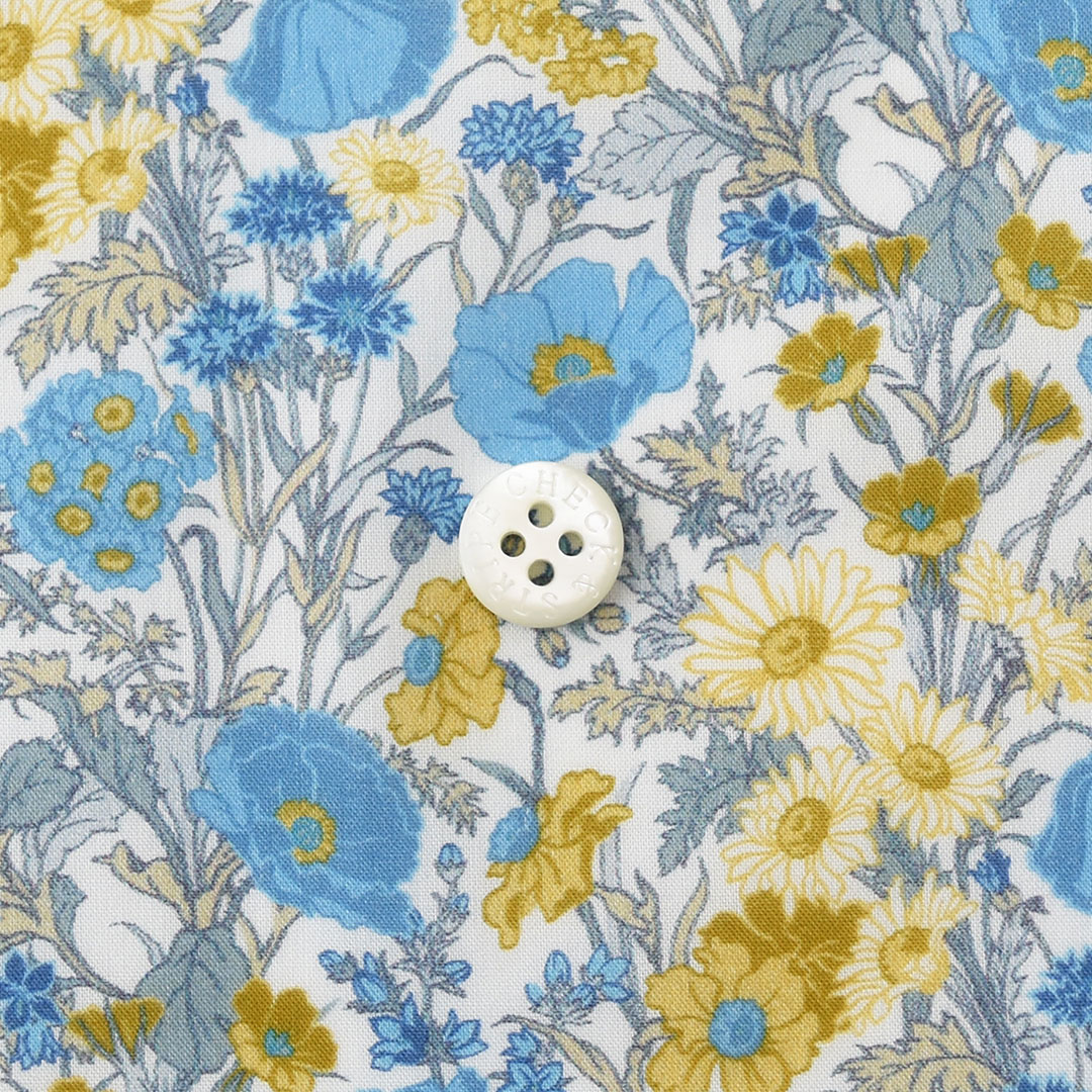 リバティプリント　Florence May BE(ブルー・マスタードイエロー系)