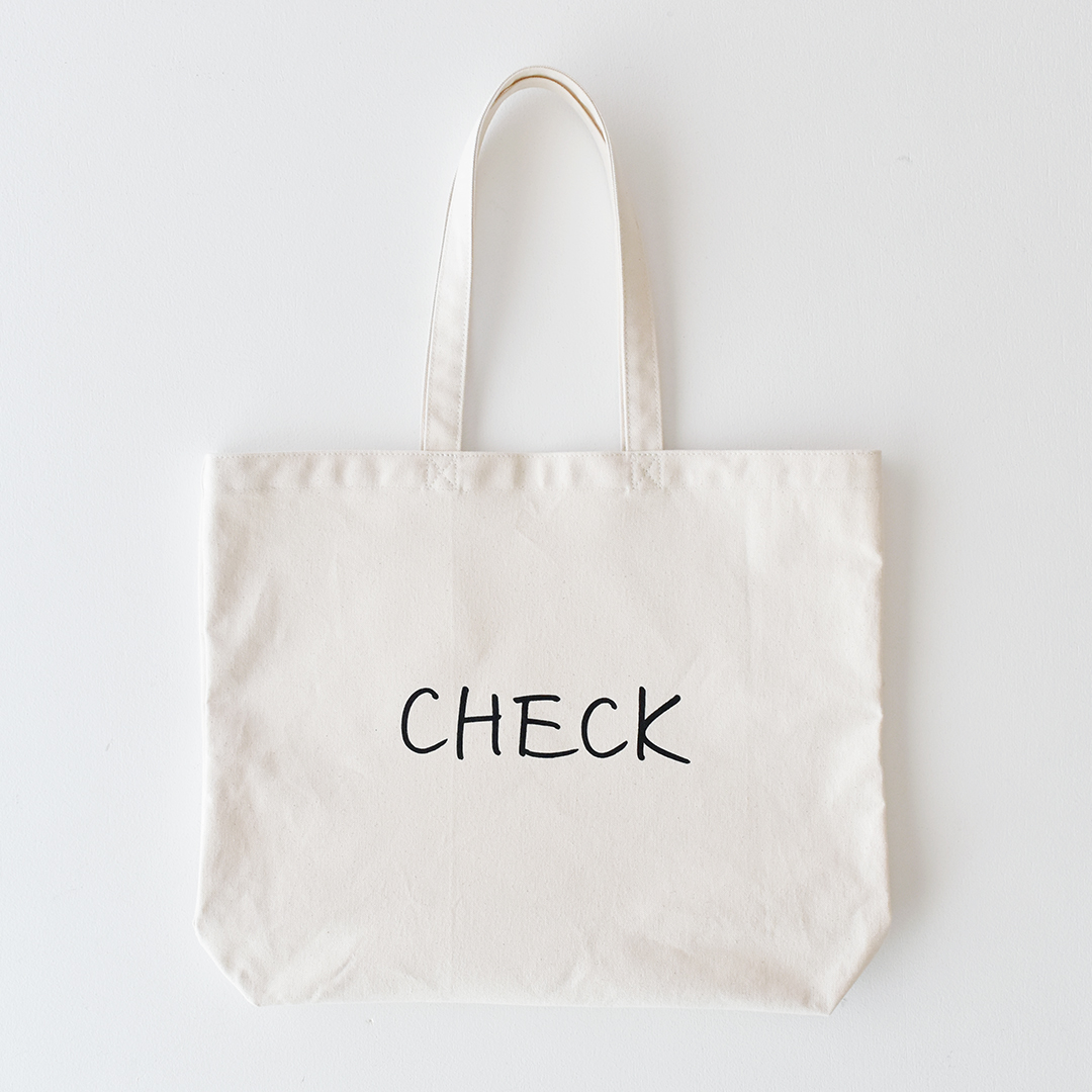 YAECA × CHECK&STRIPE ロゴトートバッグ キャンバスきなり