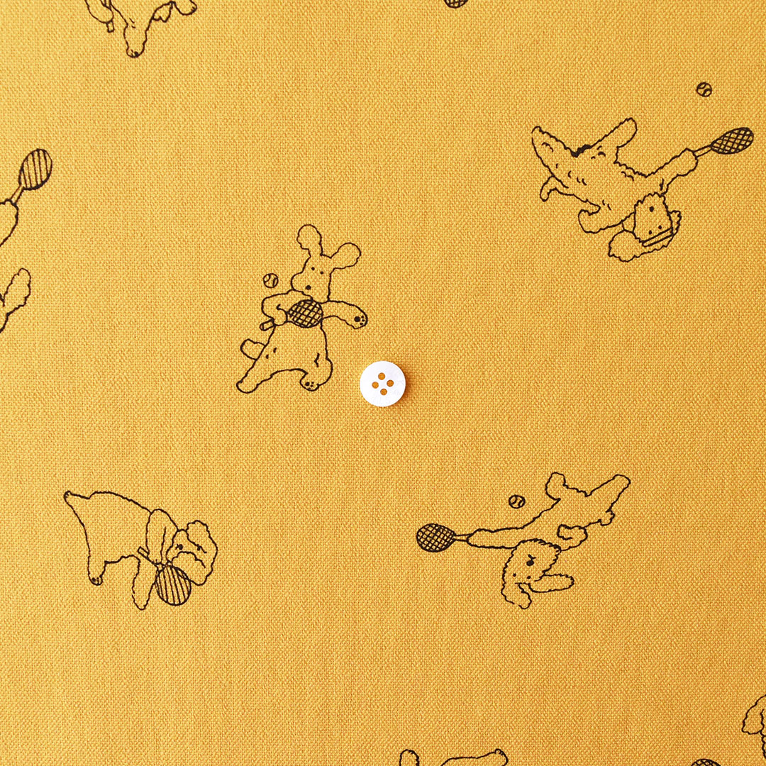 コットンキャンバス「テニスを始めたモコモコの犬」(レシピ付き)　カステラ(新色)