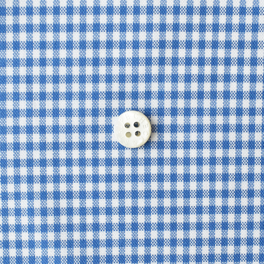 オックスフォード先染めコットン　ギンガムチェック ブルー
