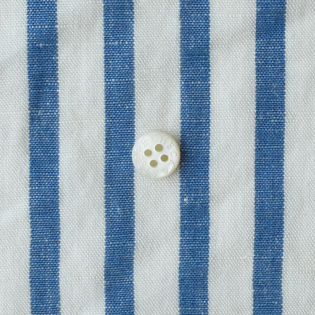 (特価)リネンレーヨンポプリンストライプ　ホワイト×ブルー