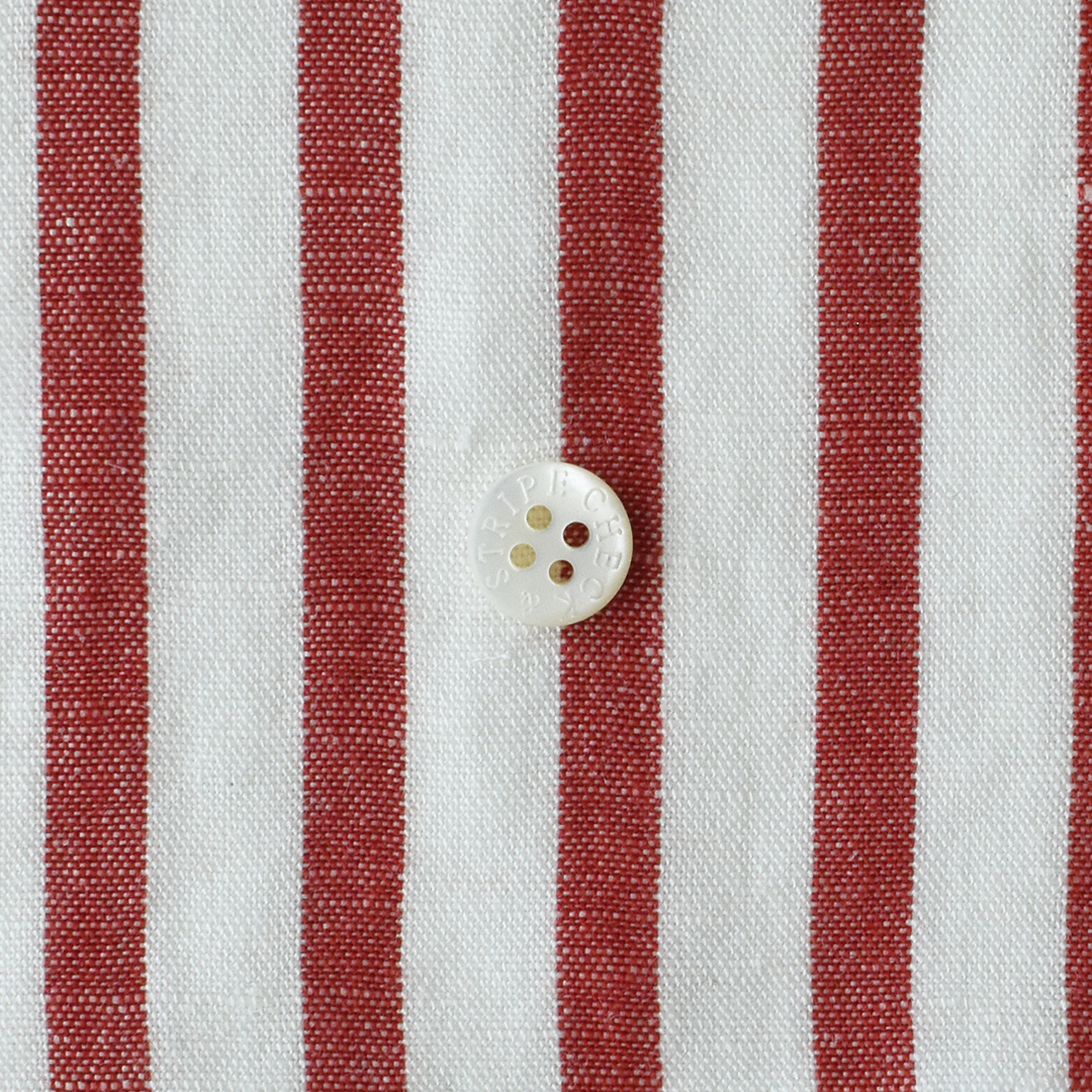 (特価)リネンレーヨンポプリンストライプ　ホワイト×レッド