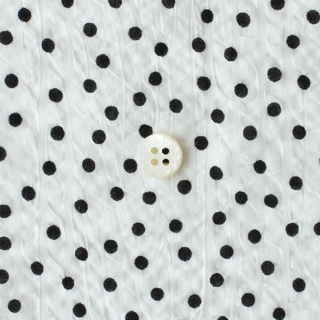 コットンローンワッシャープリント ドット 　ホワイト×ブラック