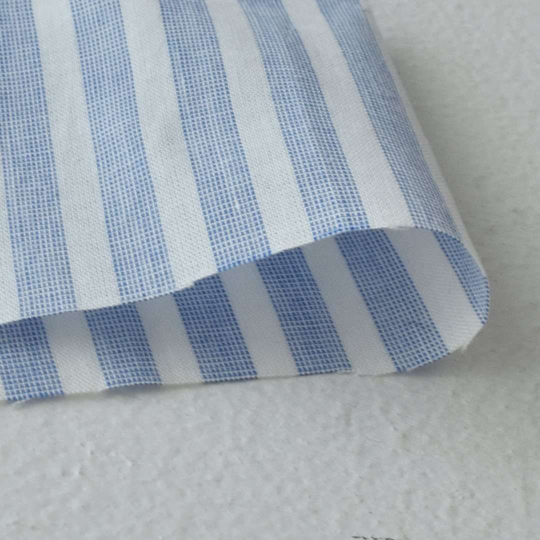 (特価)幅広コットンローンストライプ　ブルー系