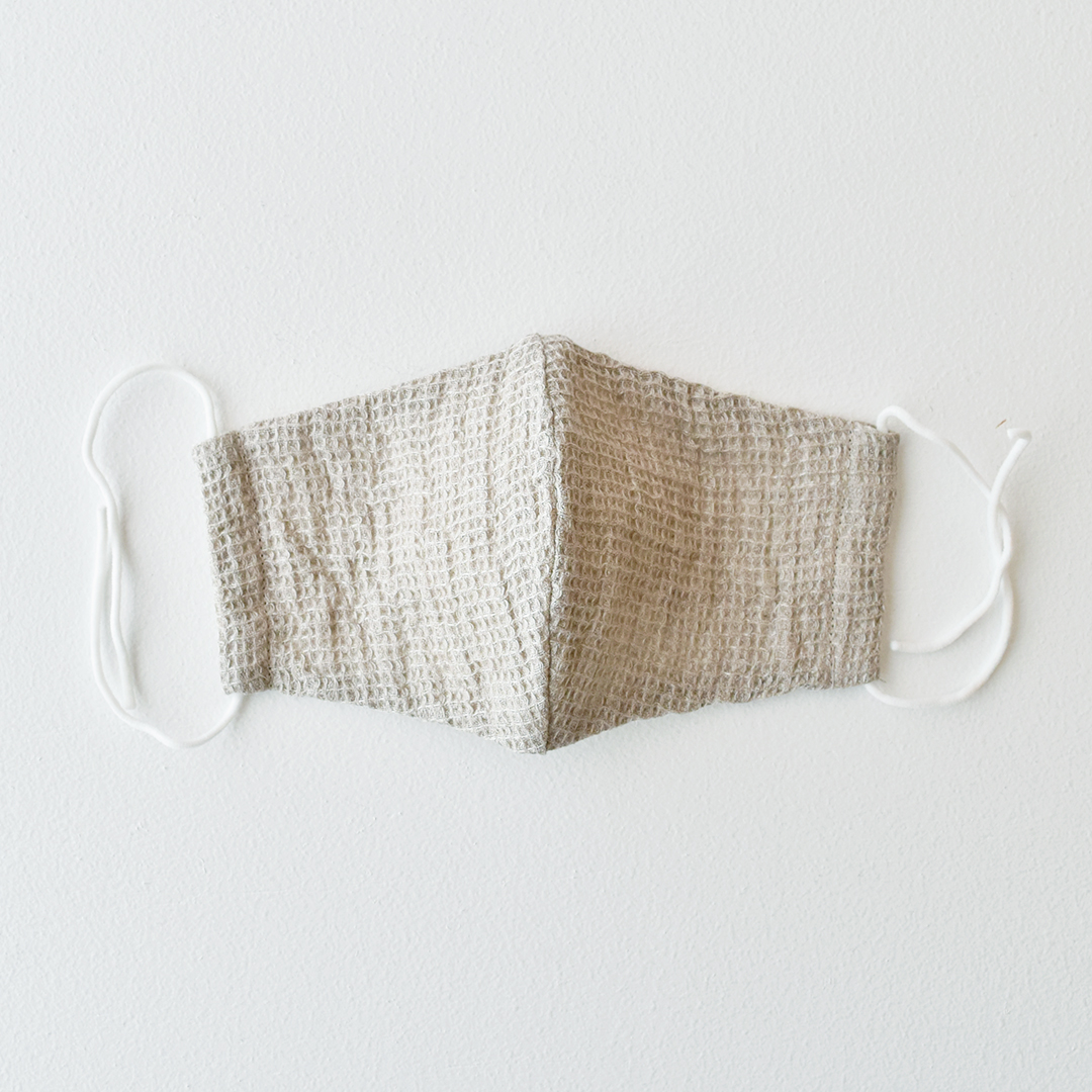 （特価）CHECK&STRIPE リネンマスク　ナチュラル