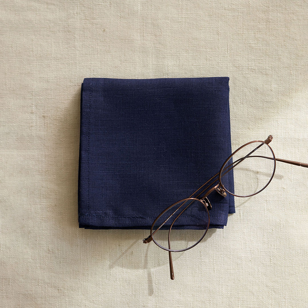 fog linen work リネンハンカチ　ブルーインディゴ