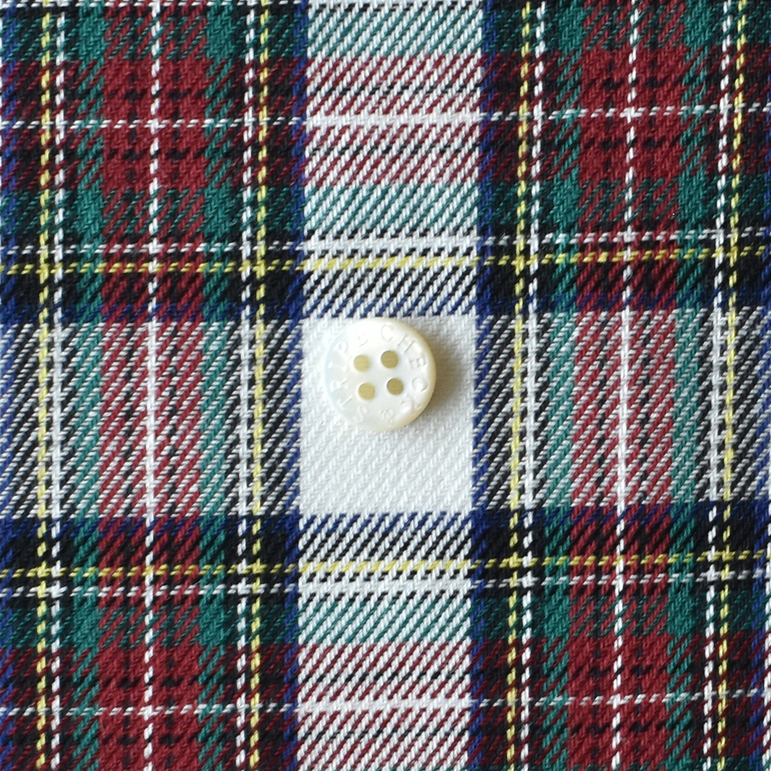 (特価)先染めコットンツイルチェック　オフホワイト×レッド系