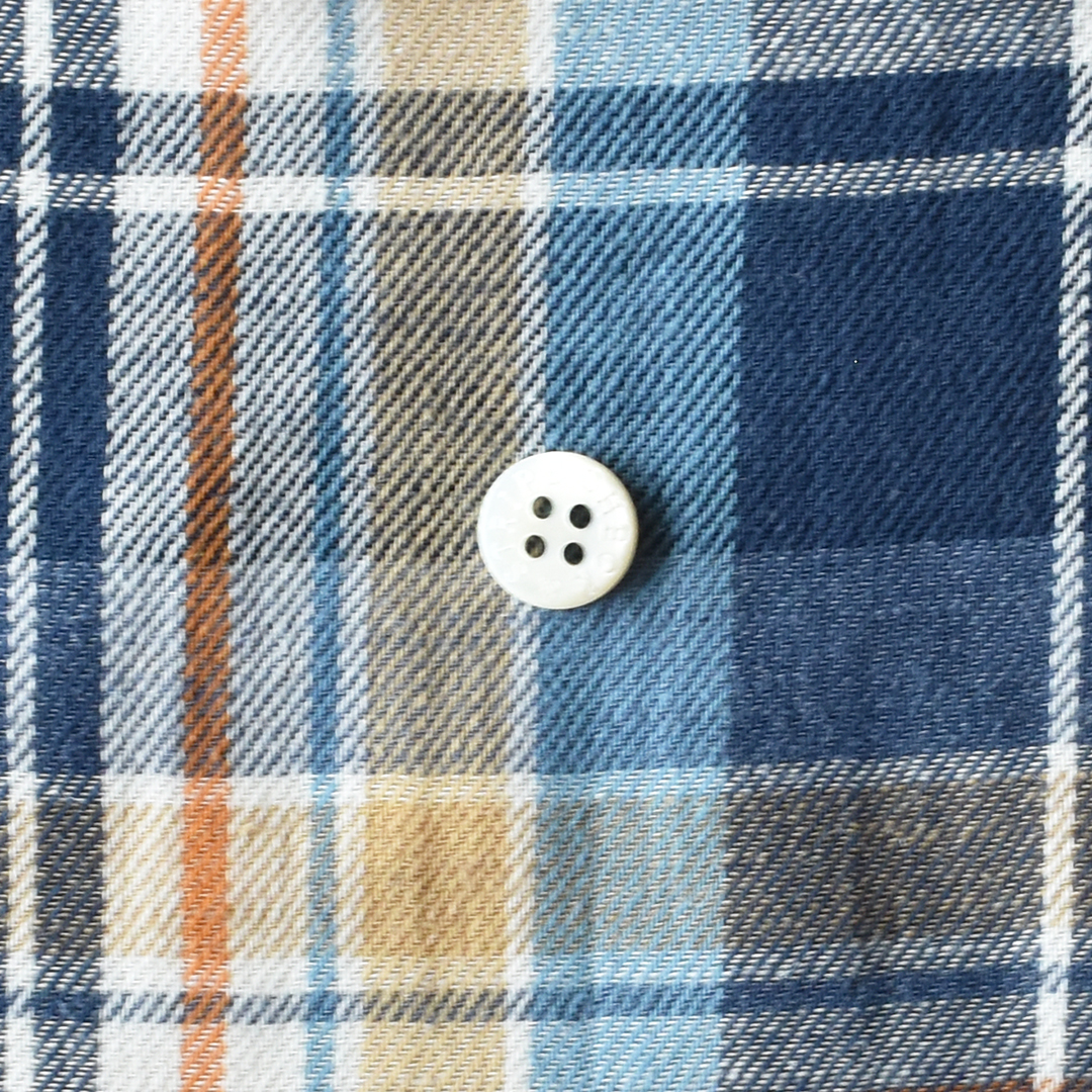 (特価)やわらかコットンリネンチェック　ネイビー×ブルー系