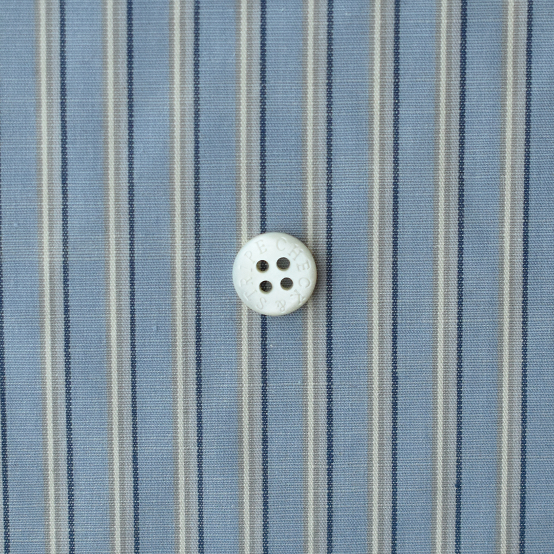 (特価)さらりとしたコットンリネンのスラブストライプ　ブルー×ネイビー系