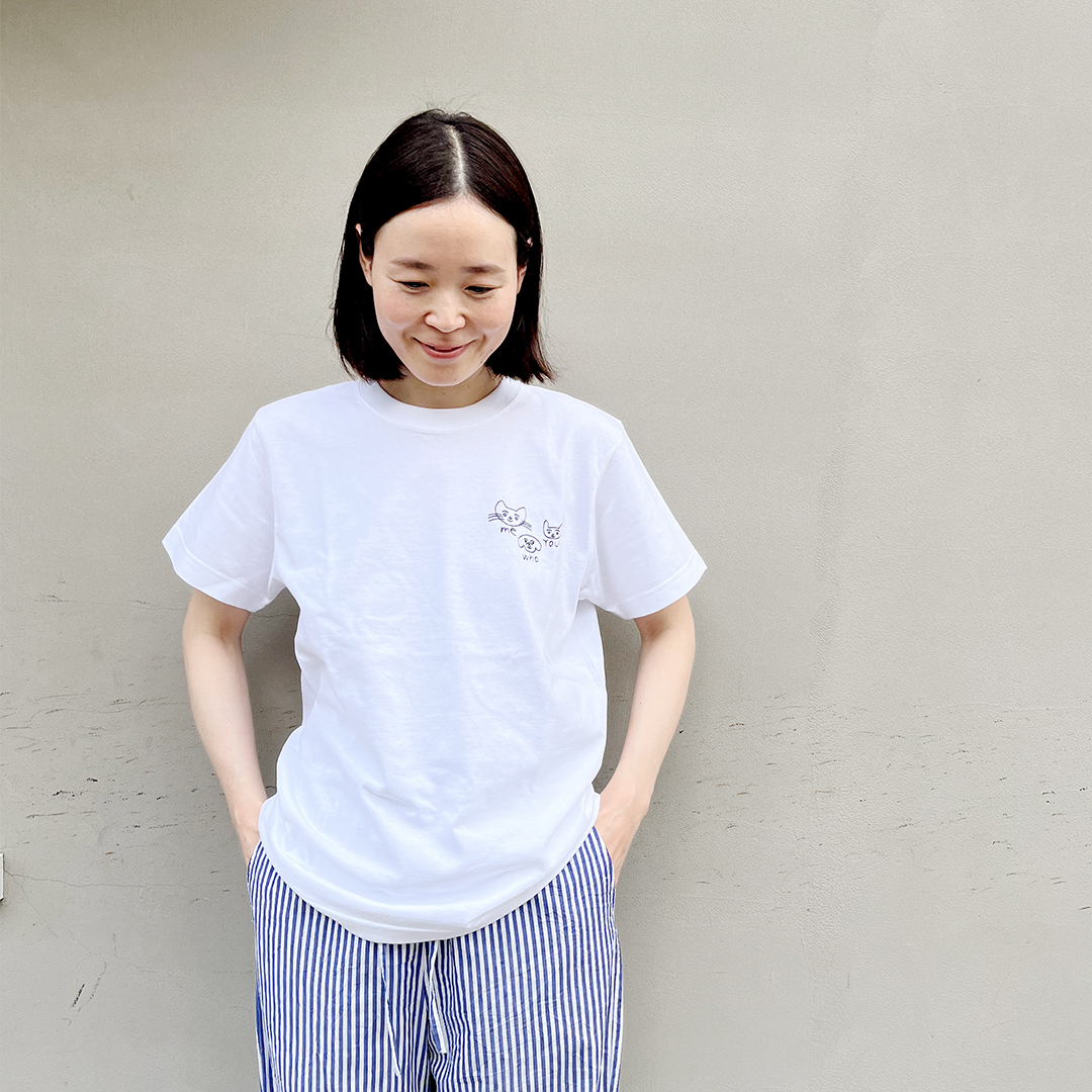 トラネコボンボン × CHECK&STRIPEのTシャツ me you who（ホワイト）　Mサイズ