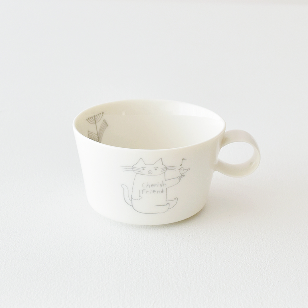 yumiko iihoshi porcelain × トラネコボンボン × CHECK&STRIPE  unjour  après midi cup (cup M)　「Cherish friend」