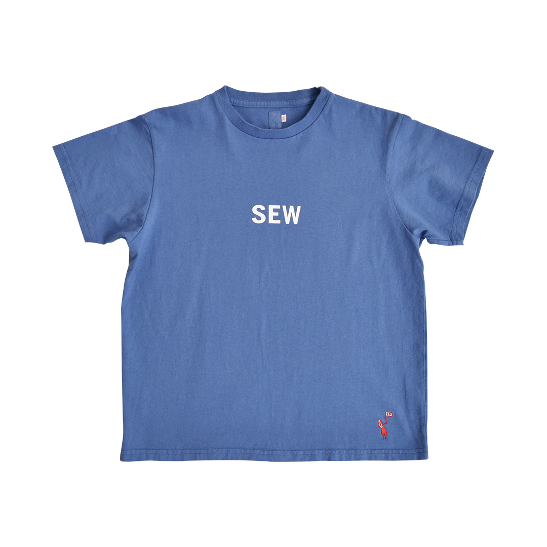 Tシャツ SEW HAPPY ブルー　XXL