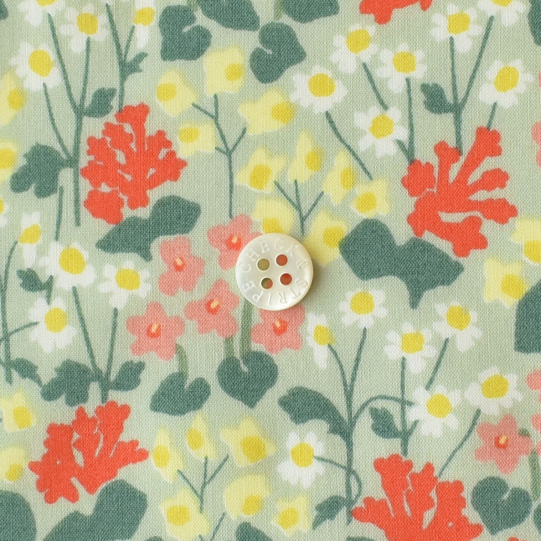 Garden オーガニックコットンローン　1A(ペールグリーン×ピンク)