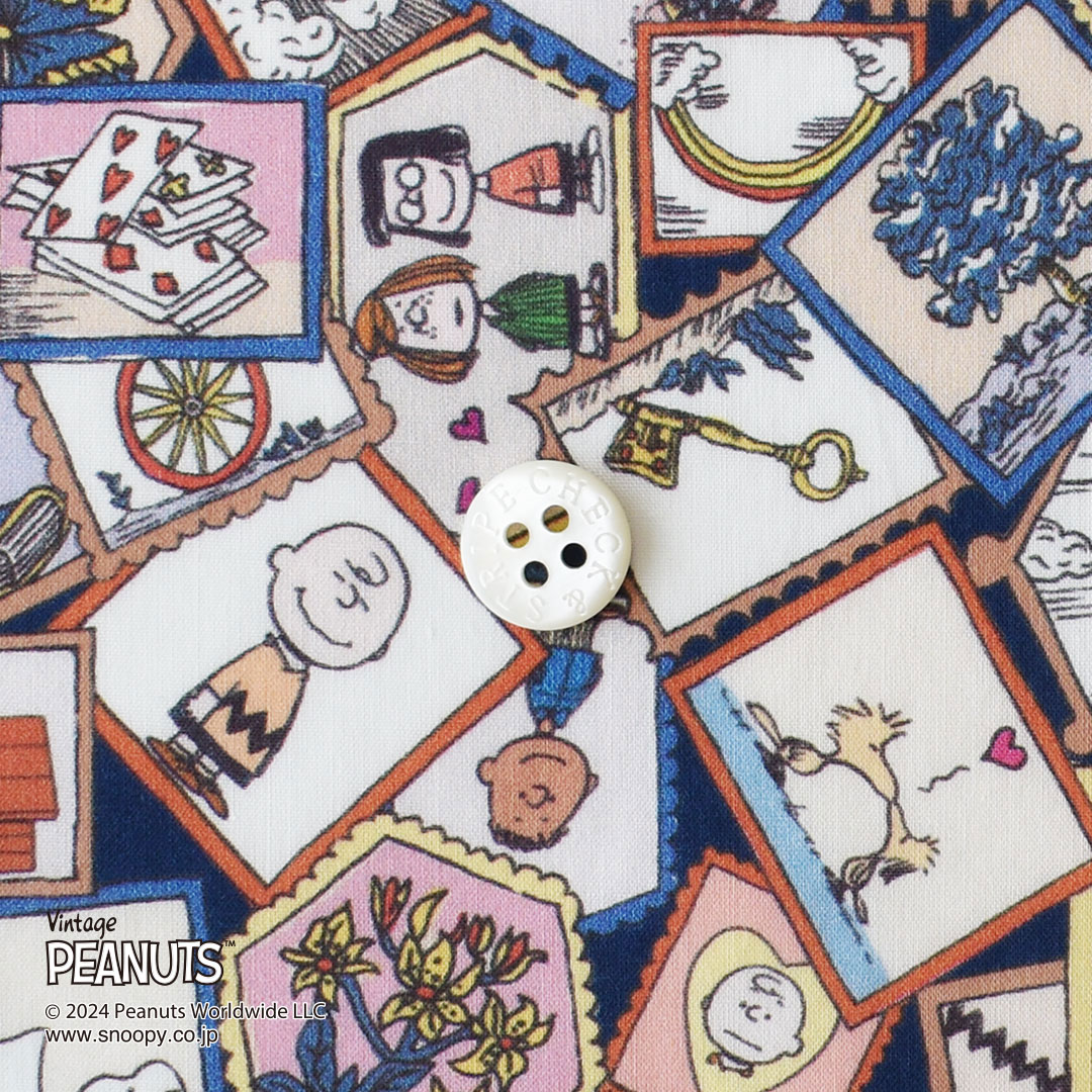 リバティプリントラミネート(レシピ付き)　Stamp Collection J24C(ネイビー系)