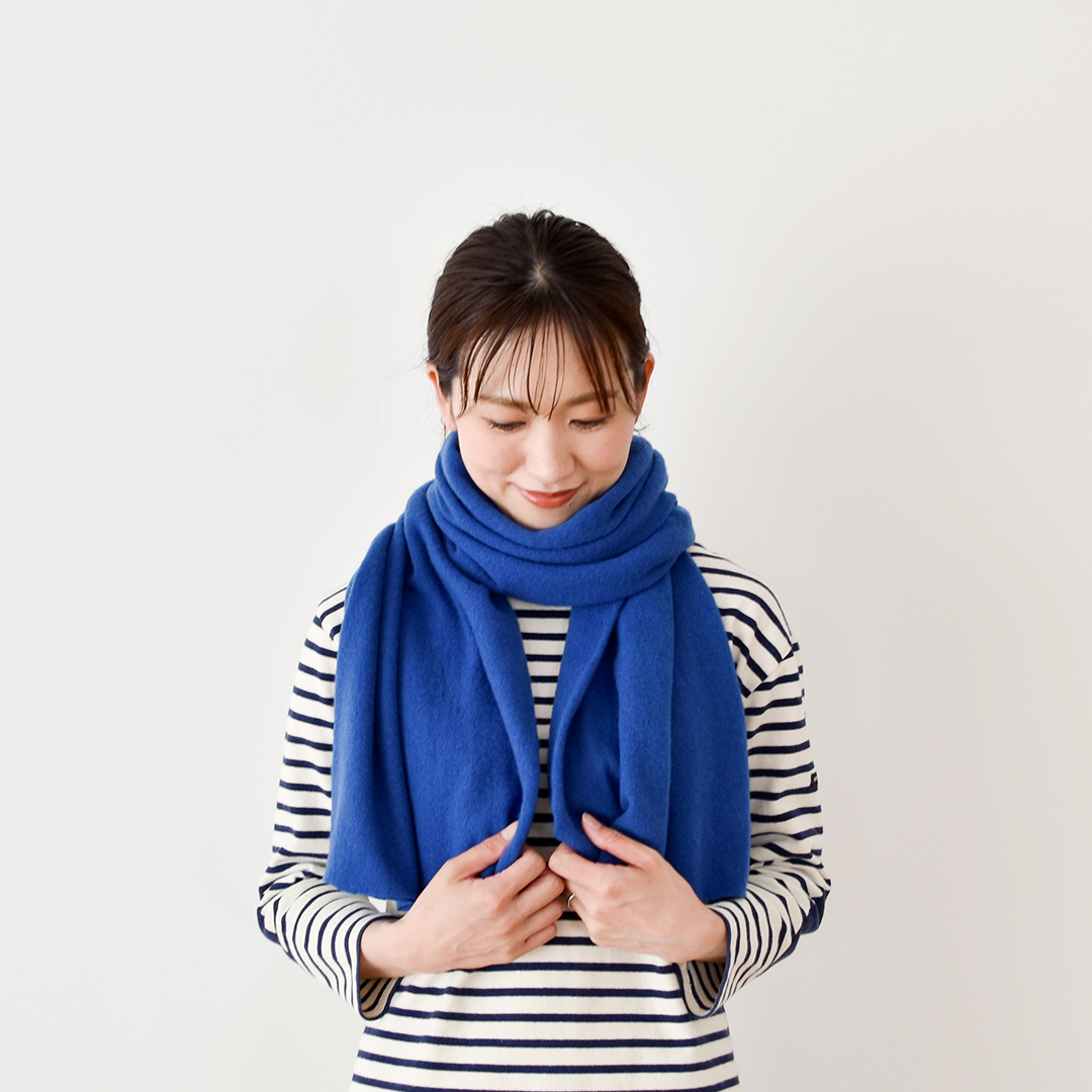 C&Sオリジナルカシミヤ フォイユ マフラーカット 1.6m　ブルー