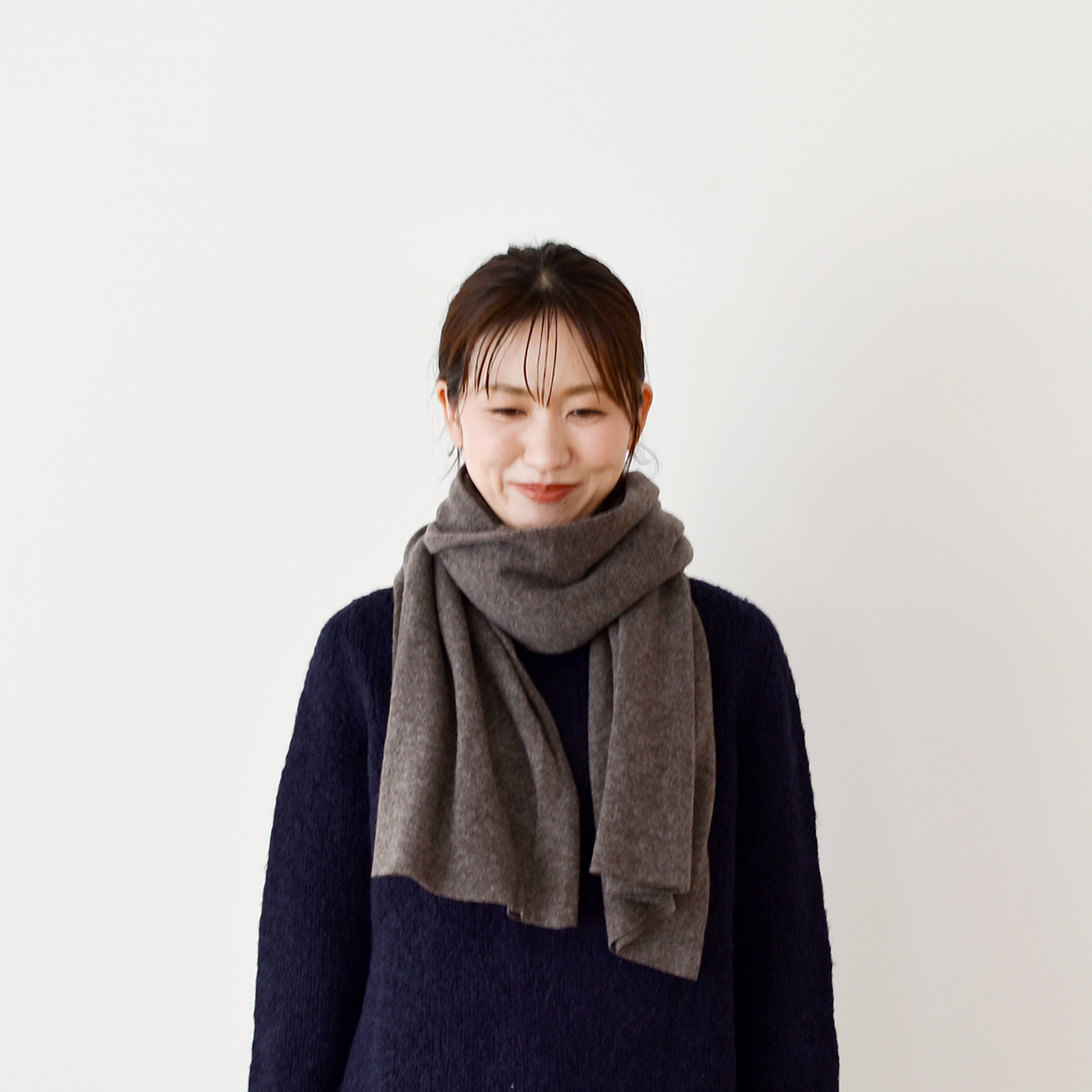 C&Sオリジナルカシミヤ フォイユ マフラーカット 1.6m　ヘーゼル