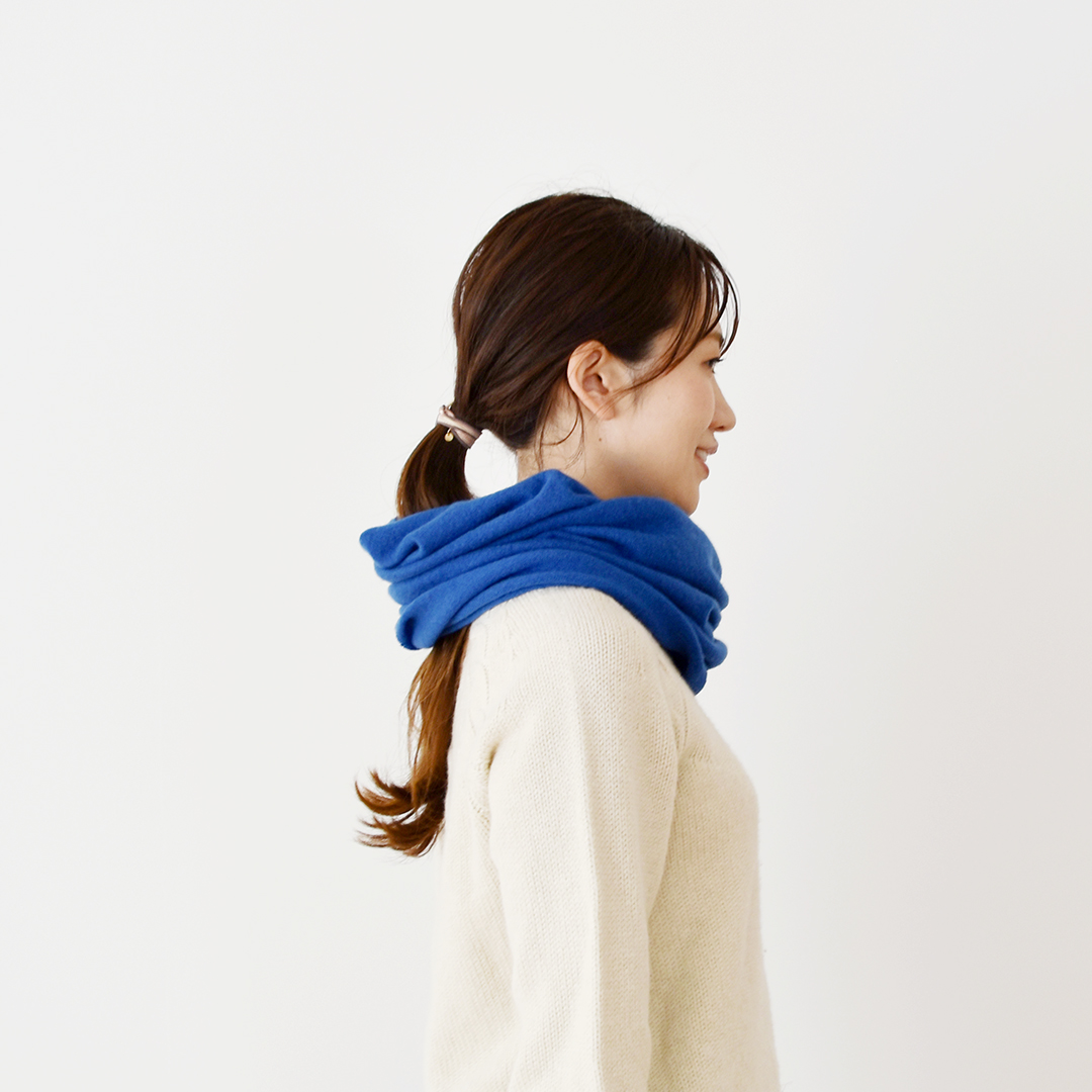 C&Sオリジナルカシミヤ フォイユ スヌードカット 60cm　ブルー