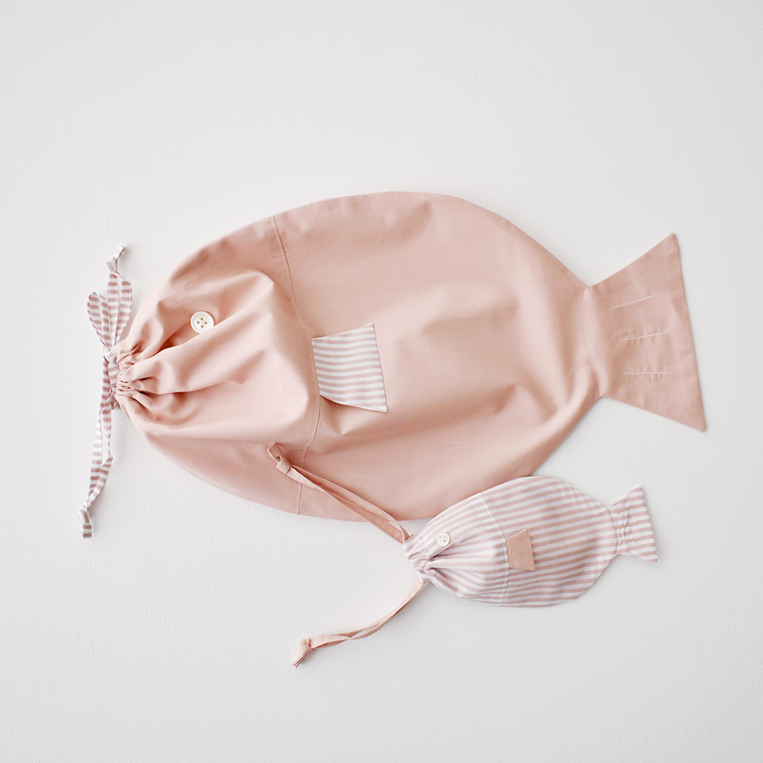 おさかな巾着大小セットのキット　ピンク