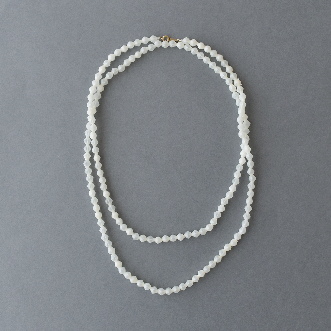 Toile×CHECK&STRIPE Dead Stock White Glass Beads Long Necklace