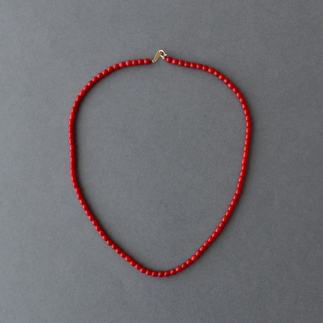 Toile×CHECK&STRIPE Dead Stock Red Round Glass Beads Necklace