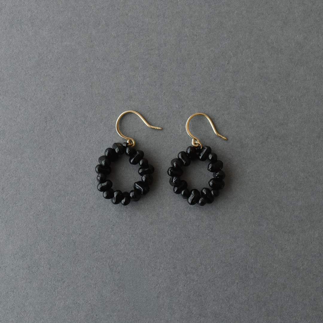 Toile×CHECK&STRIPE Dead Stock Black Glass Beads Hook