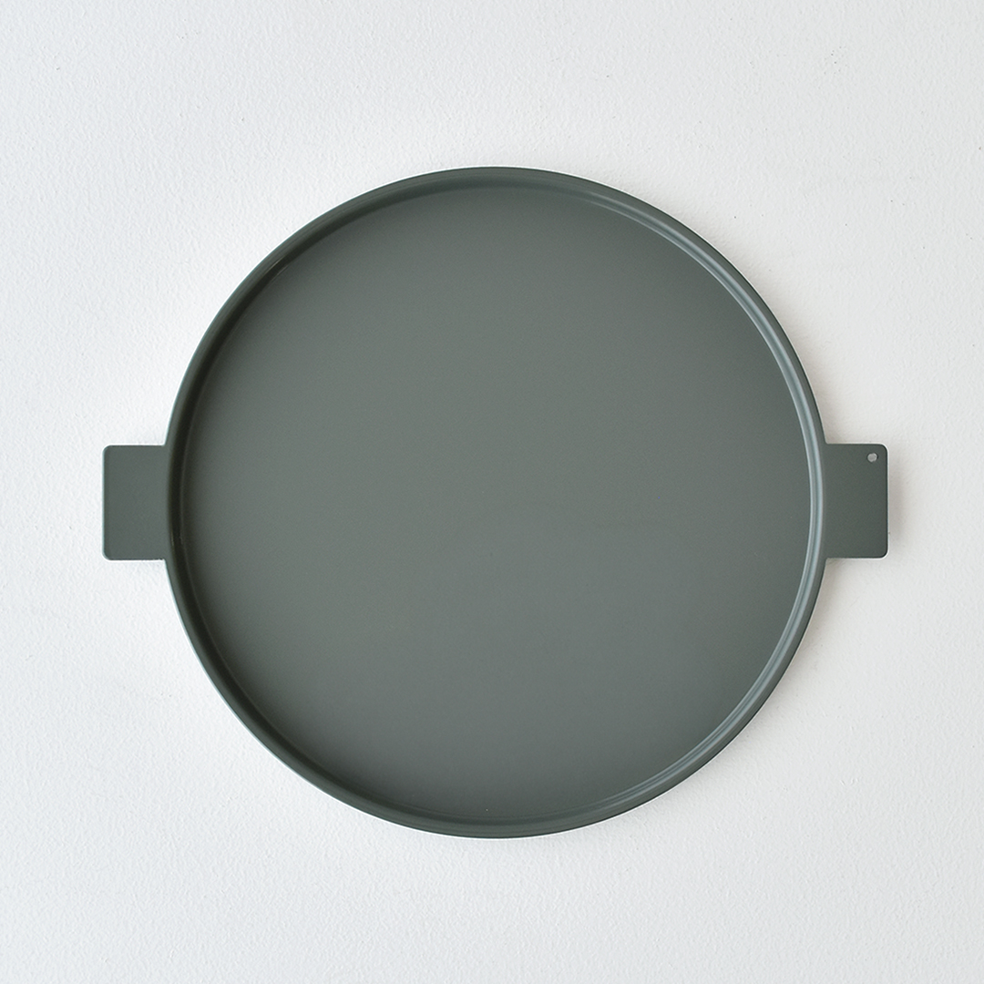 yumiko iihoshi porcelain ’Colored' aluminum tray round 225　old green