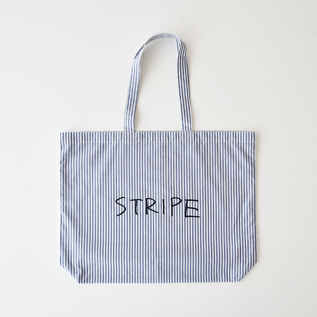 YAECA  × CHECK&STRIPE ロゴトートバッグ　STRIPEネイビー