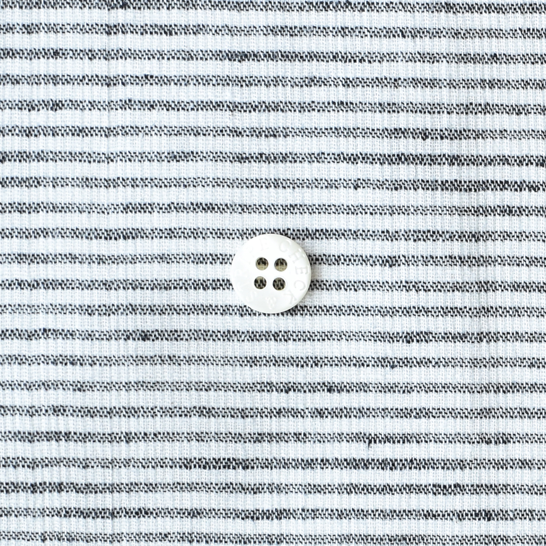 (特価)綿麻の先染ピケ(高島ちぢみ)　ボーダーブラック