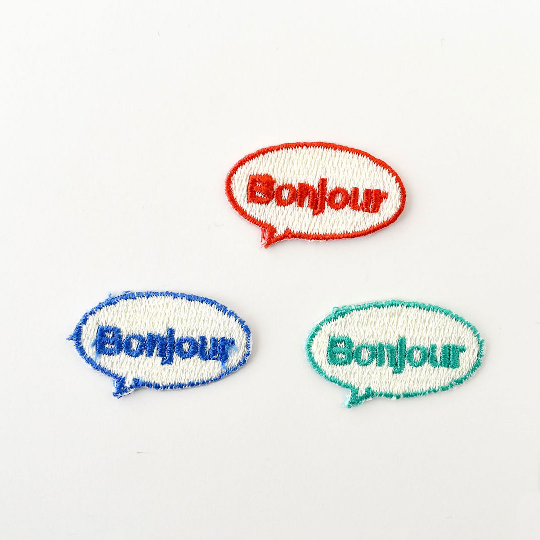 CHECK&STRIPEオリジナルアップリケ　吹き出し Bonjour