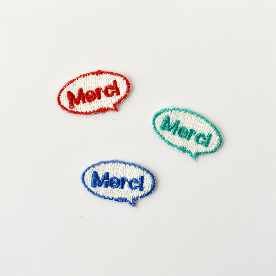 CHECK&STRIPEオリジナルアップリケ　吹き出し Merci
