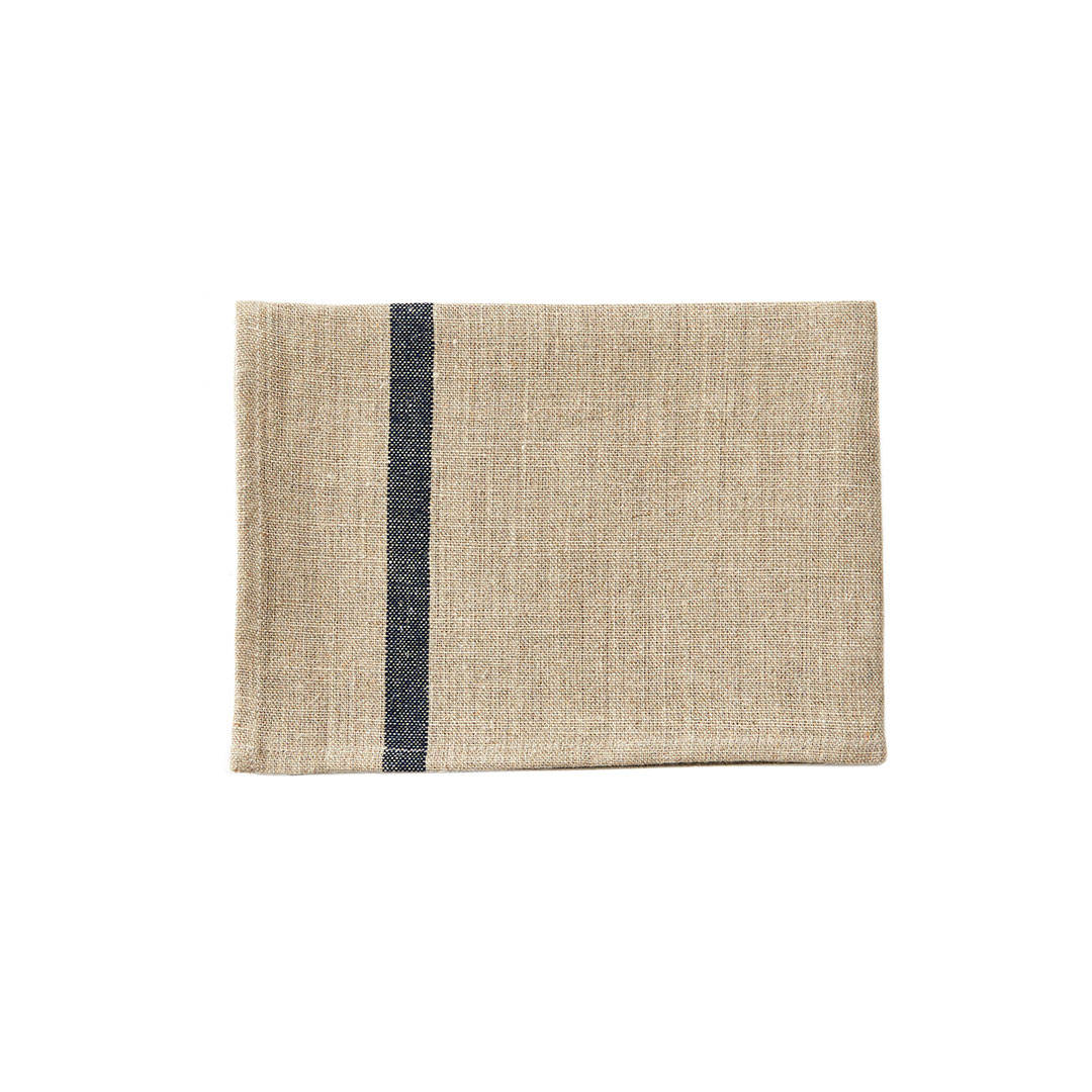 fog linen work リネンライン入りキッチンクロス 厚地　ナチュラル/ネイビーライン