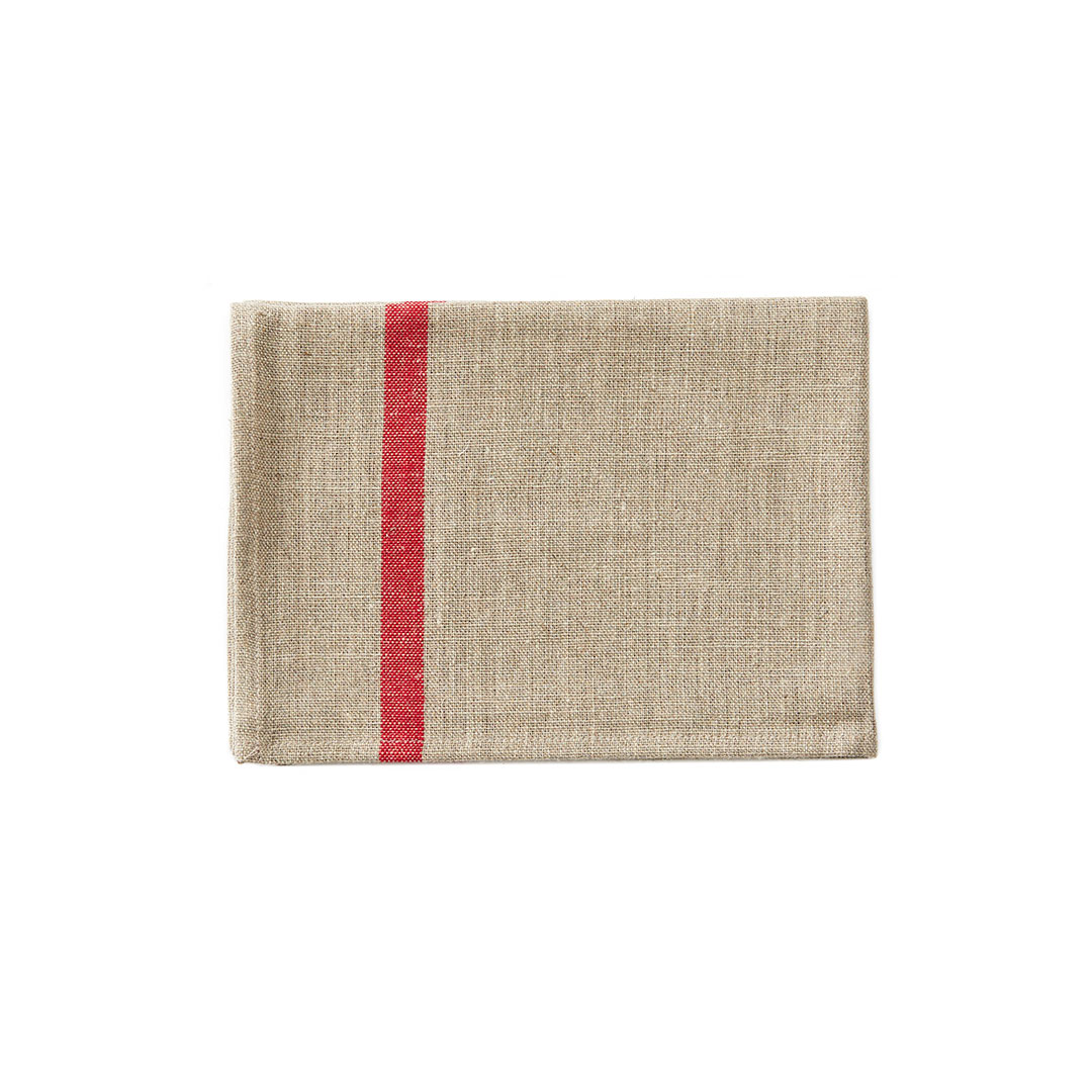 fog linen work リネンライン入りキッチンクロス 厚地　ナチュラル/レッドライン