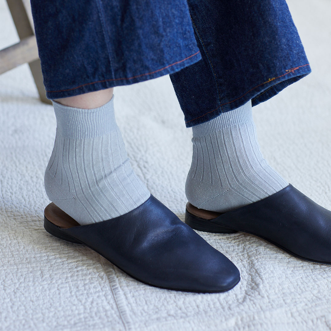 fog linen work リネンリブソックス　グレー