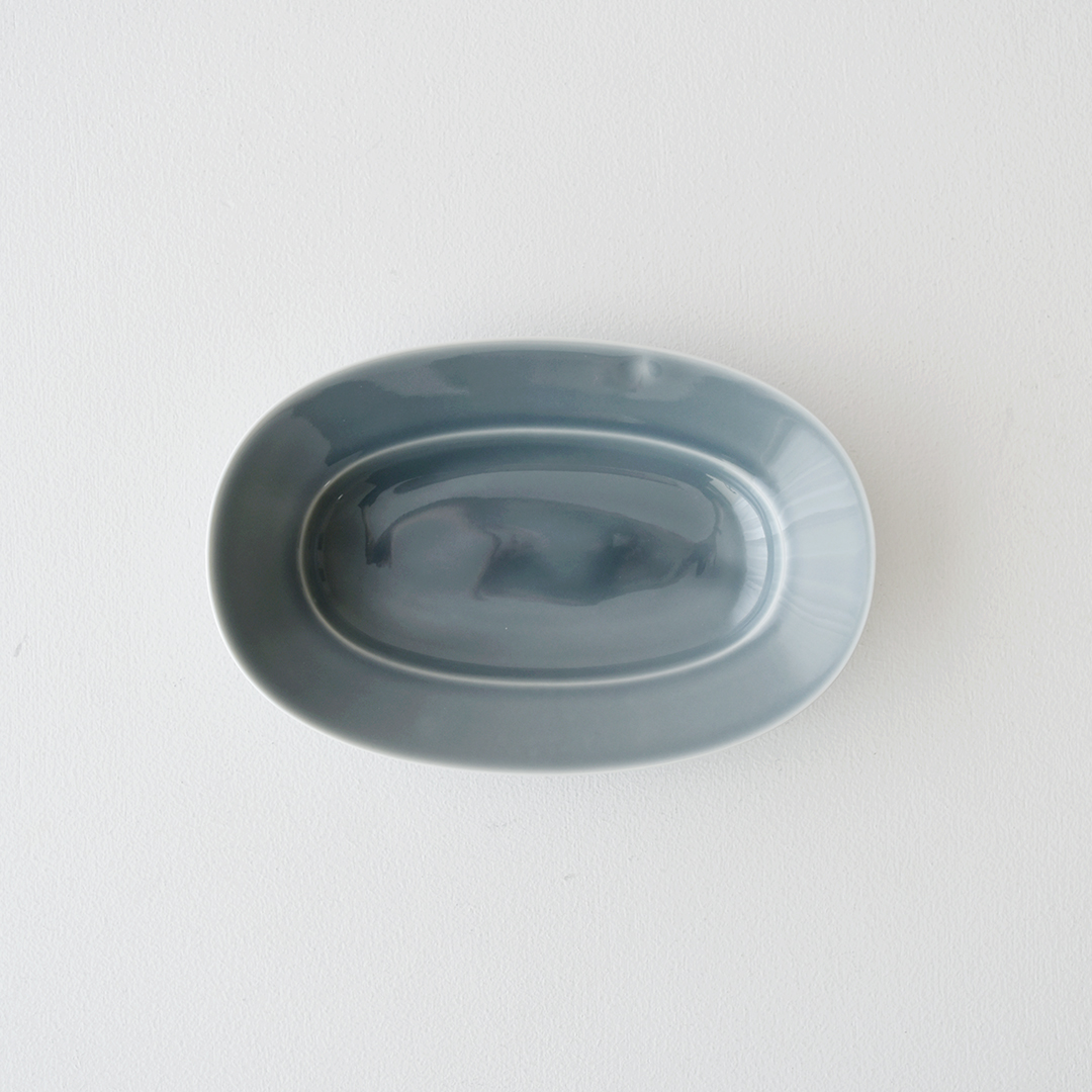 yumiko iihoshi porcelain × CHECK&STRIPE  Oval Plate ブルーベリーデュウ　M