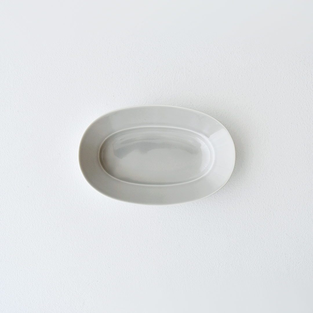 yumiko iihoshi porcelain × CHECK&STRIPE  Oval Plate フラックスグレー　S