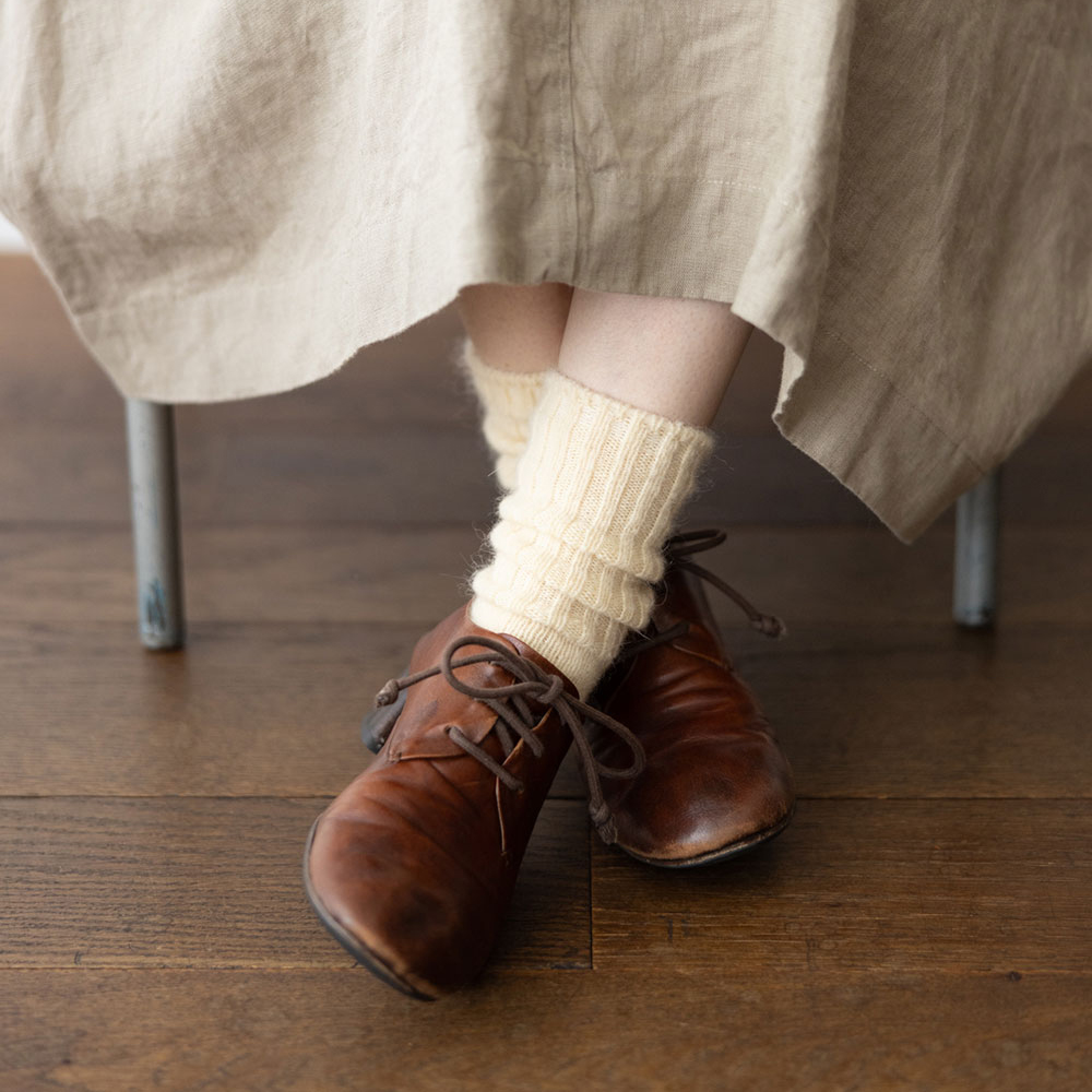 fog linen work モヘヤソックス　ホワイト