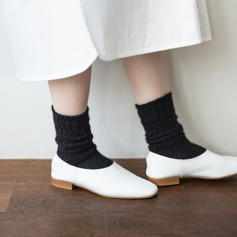fog linen work モヘヤソックス　ブラック