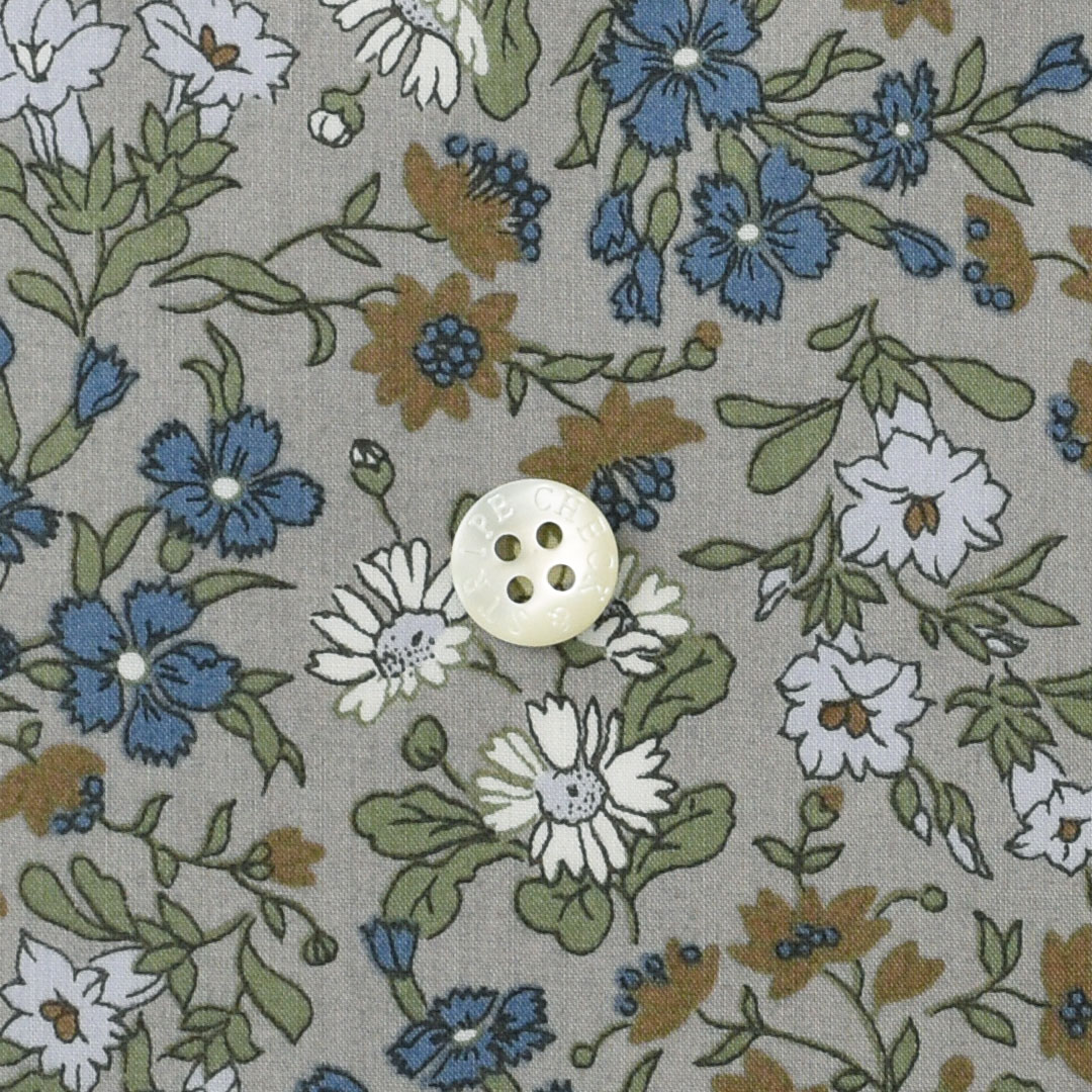 リバティプリント　Maria YE(グレー地にブルー・ラベンダー系)